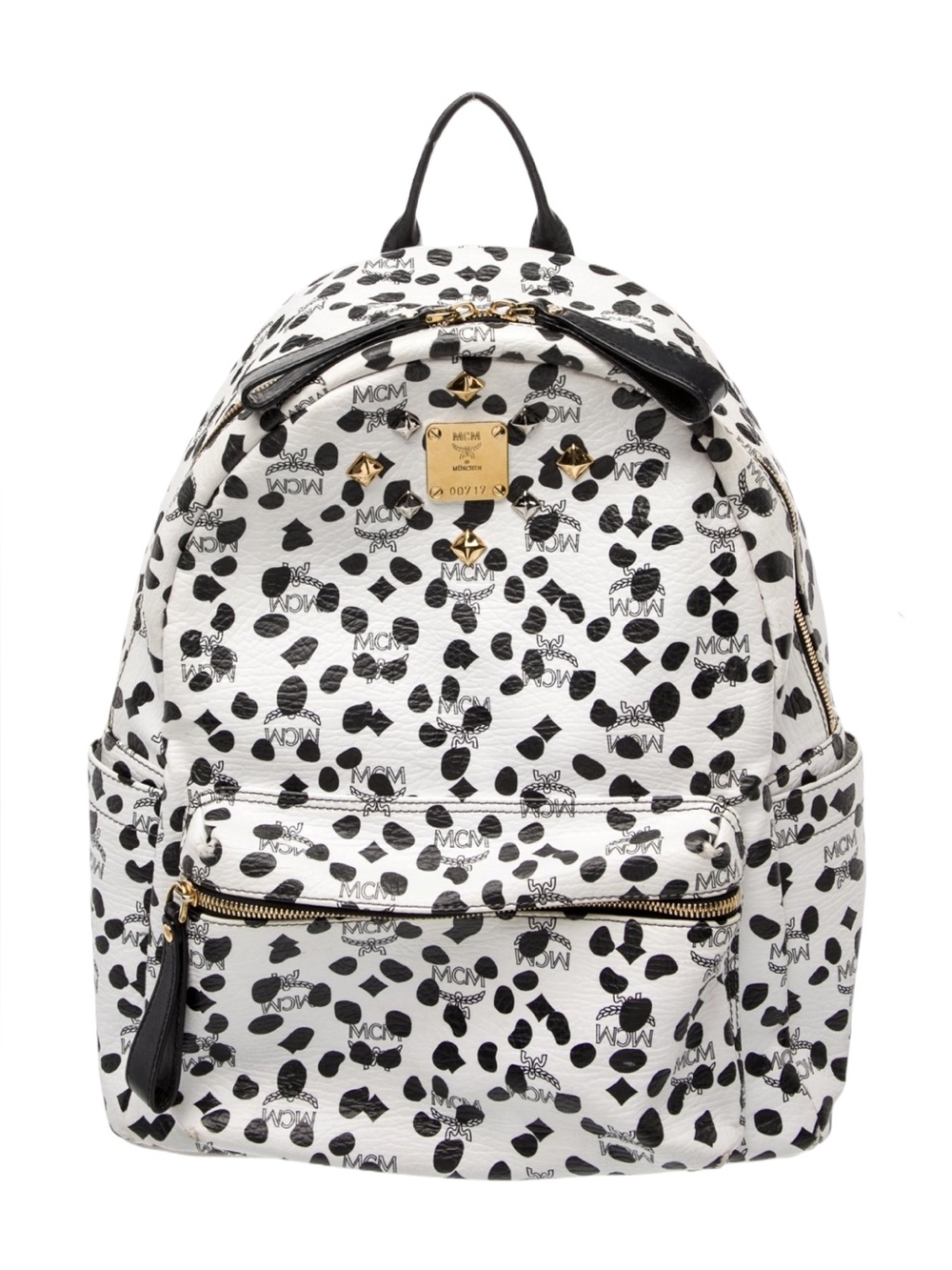 MCM x Loveless Collaboration Dalmantian Large Visetto Studded Backpack EUC